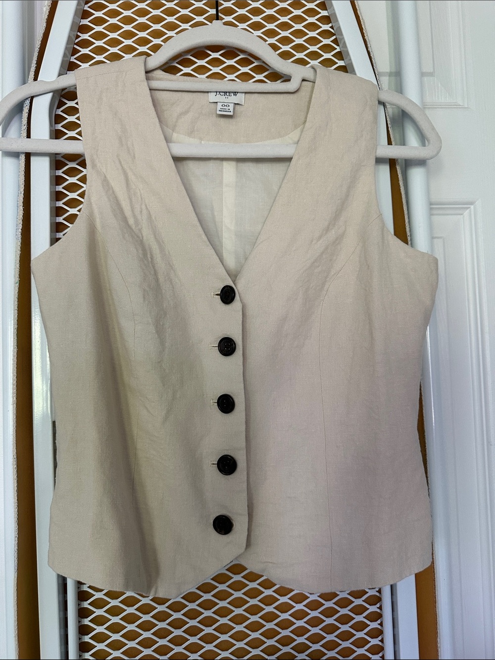 J. Crew Women's Cream Button-Front Linen Blend Vest